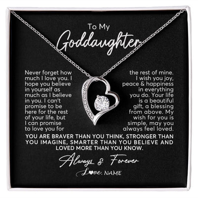 Forever Love Necklace | Personalized To My Goddaughter Necklace From Godmother Never Forget How Much I Love You Goddaughter Birthday Christmas Jewelry Customized Gift Box Message Card | teecentury