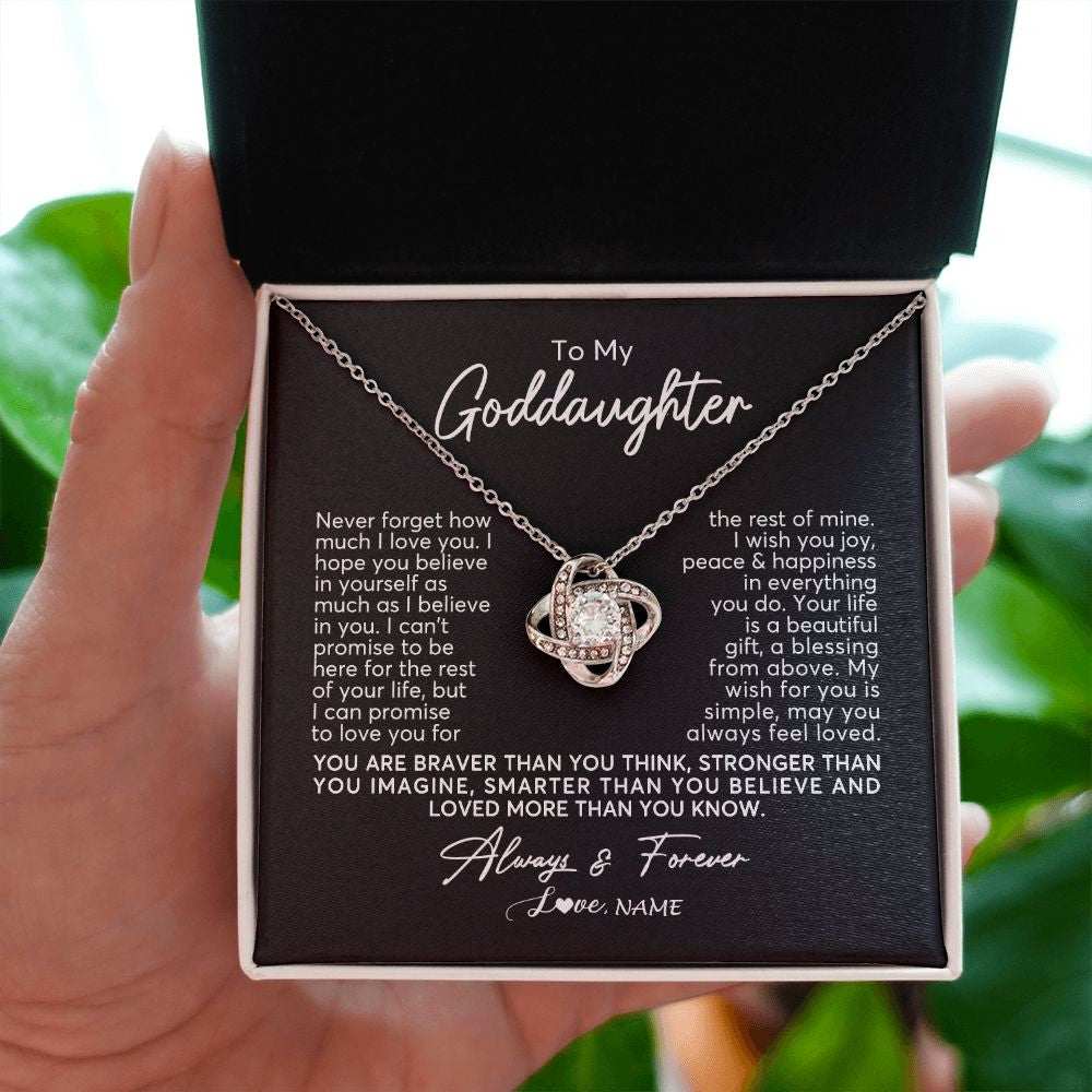 Love Knot Necklace | Personalized To My Goddaughter Necklace From Godmother Never Forget How Much I Love You Goddaughter Birthday Christmas Jewelry Customized Gift Box Message Card | teecentury