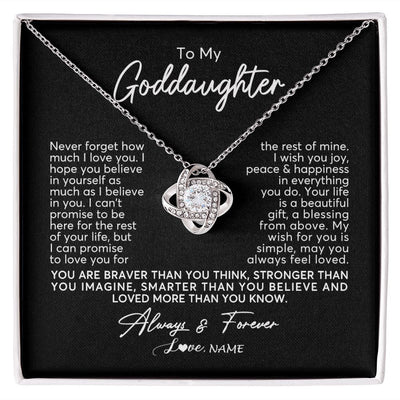 Love Knot Necklace | Personalized To My Goddaughter Necklace From Godmother Never Forget How Much I Love You Goddaughter Birthday Christmas Jewelry Customized Gift Box Message Card | teecentury