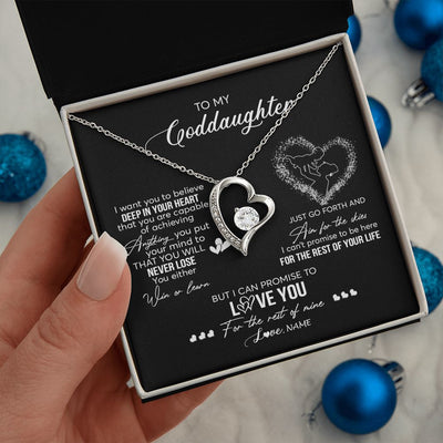 Forever Love Necklace | Personalized To My Goddaughter Necklace From Godmother Promise To Love You Goddaughter Birthday Graduation Christmas Pendant Customized Gift Box Message Card | teecentury