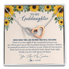 Interlocking Hearts Necklace | Personalized To My Goddaughter Necklace From Godmother Sunflower You Are My Sunshine Goddaughter Jewelry Graduation Birthday Customized Gift Box Message Card | teecentury