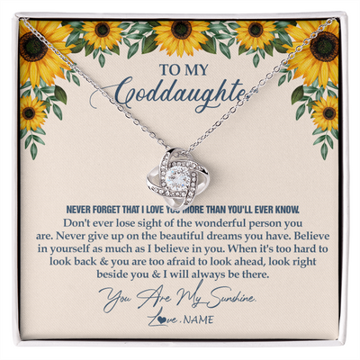 Love Knot Necklace | Personalized To My Goddaughter Necklace From Godmother Sunflower You Are My Sunshine Goddaughter Jewelry Graduation Birthday Customized Gift Box Message Card | teecentury