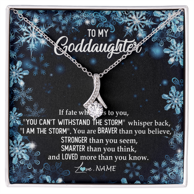 Alluring Beauty Necklace | Personalized To My Goddaughter Necklace From Godmother Whisper Back I Am The Storm Goddaughter Jewelry Birthday Graduation Christmas Customized Message Card | teecentury
