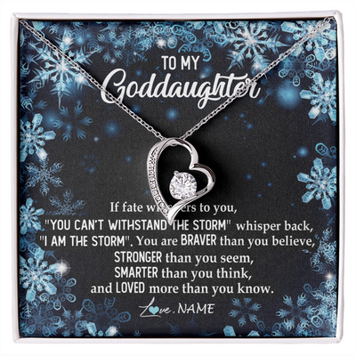 Forever Love Necklace | Personalized To My Goddaughter Necklace From Godmother Whisper Back I Am The Storm Goddaughter Jewelry Birthday Graduation Christmas Customized Message Card | teecentury