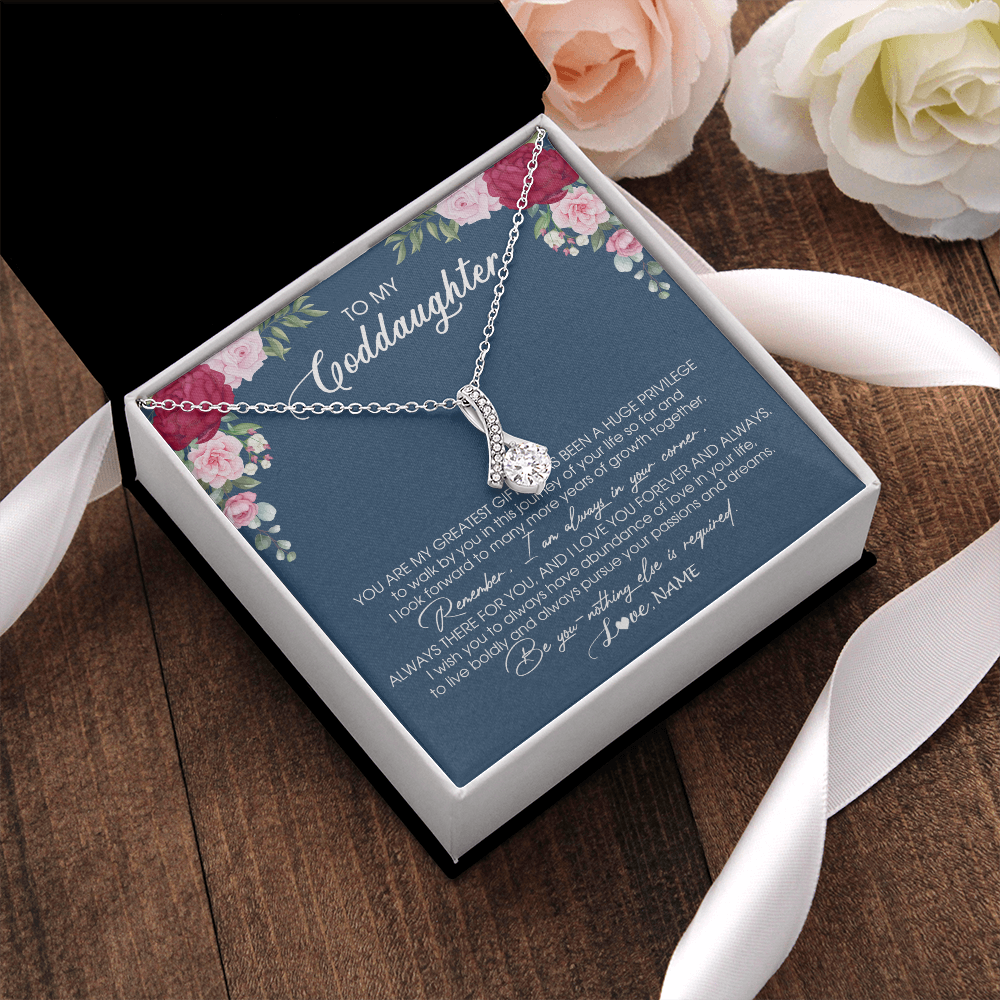 Alluring Beauty Necklace | Personalized To My Goddaughter Necklace From Godmother You Are My Greatest Gift Goddaughter Birthday Christmas Customized Jewelry Gift Box Message Card | teecentury