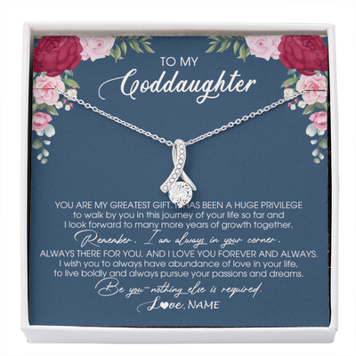 Alluring Beauty Necklace | Personalized To My Goddaughter Necklace From Godmother You Are My Greatest Gift Goddaughter Birthday Christmas Customized Jewelry Gift Box Message Card | teecentury