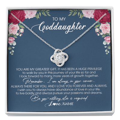 Love Knot Necklace | Personalized To My Goddaughter Necklace From Godmother You Are My Greatest Gift Goddaughter Birthday Christmas Customized Jewelry Gift Box Message Card | teecentury