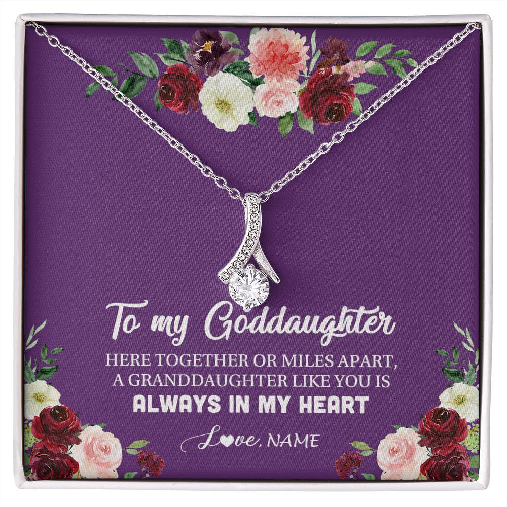 Alluring Beauty Necklace | Personalized To My Goddaughter Necklace From Godmother You Is Always In My Heart Goddaughter Birthday Christmas Jewelry Customized Gift Box Message Card | teecentury