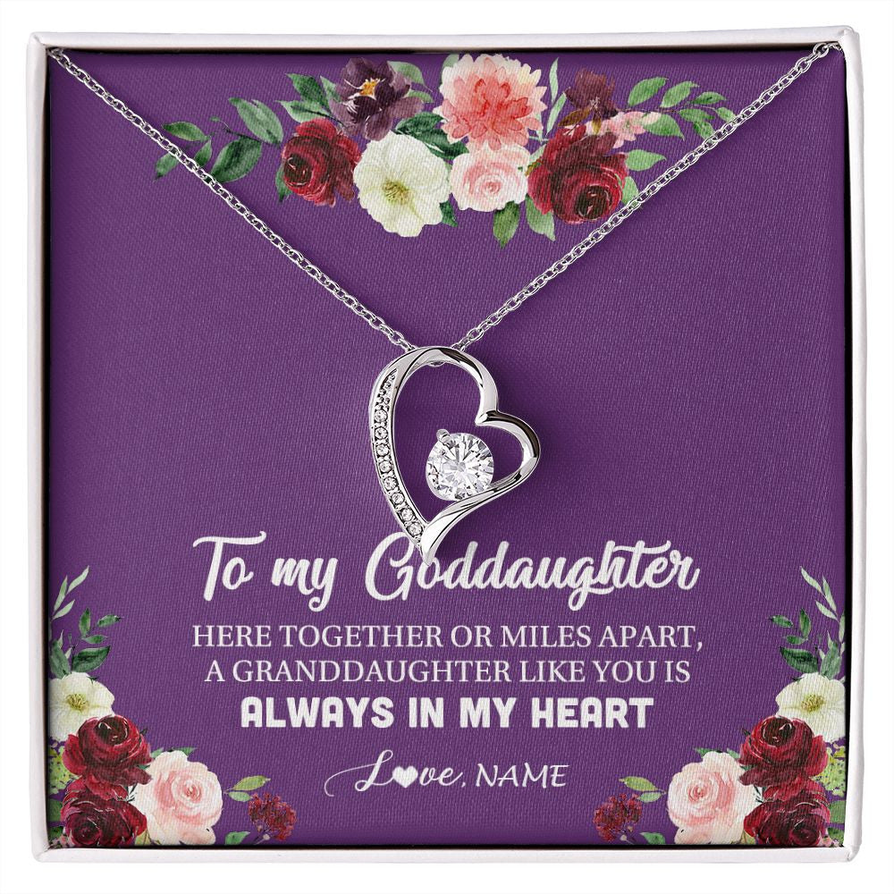 Forever Love Necklace | Personalized To My Goddaughter Necklace From Godmother You Is Always In My Heart Goddaughter Birthday Christmas Jewelry Customized Gift Box Message Card | teecentury