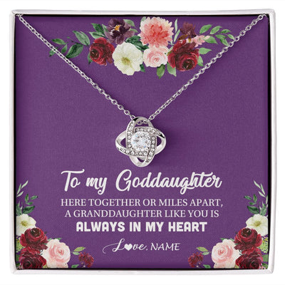 Love Knot Necklace | Personalized To My Goddaughter Necklace From Godmother You Is Always In My Heart Goddaughter Birthday Christmas Jewelry Customized Gift Box Message Card | teecentury