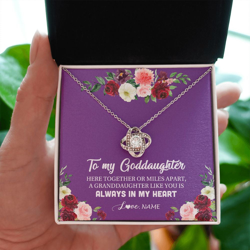 Love Knot Necklace | Personalized To My Goddaughter Necklace From Godmother You Is Always In My Heart Goddaughter Birthday Christmas Jewelry Customized Gift Box Message Card | teecentury