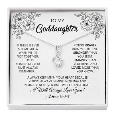 Alluring Beauty Necklace | Personalized To My Goddaughter Necklace From Godmother You're Braver Stronger Smarter Goddaughter Birthday Christmas Customized Jewelry Gift Box Message Card | teecentury