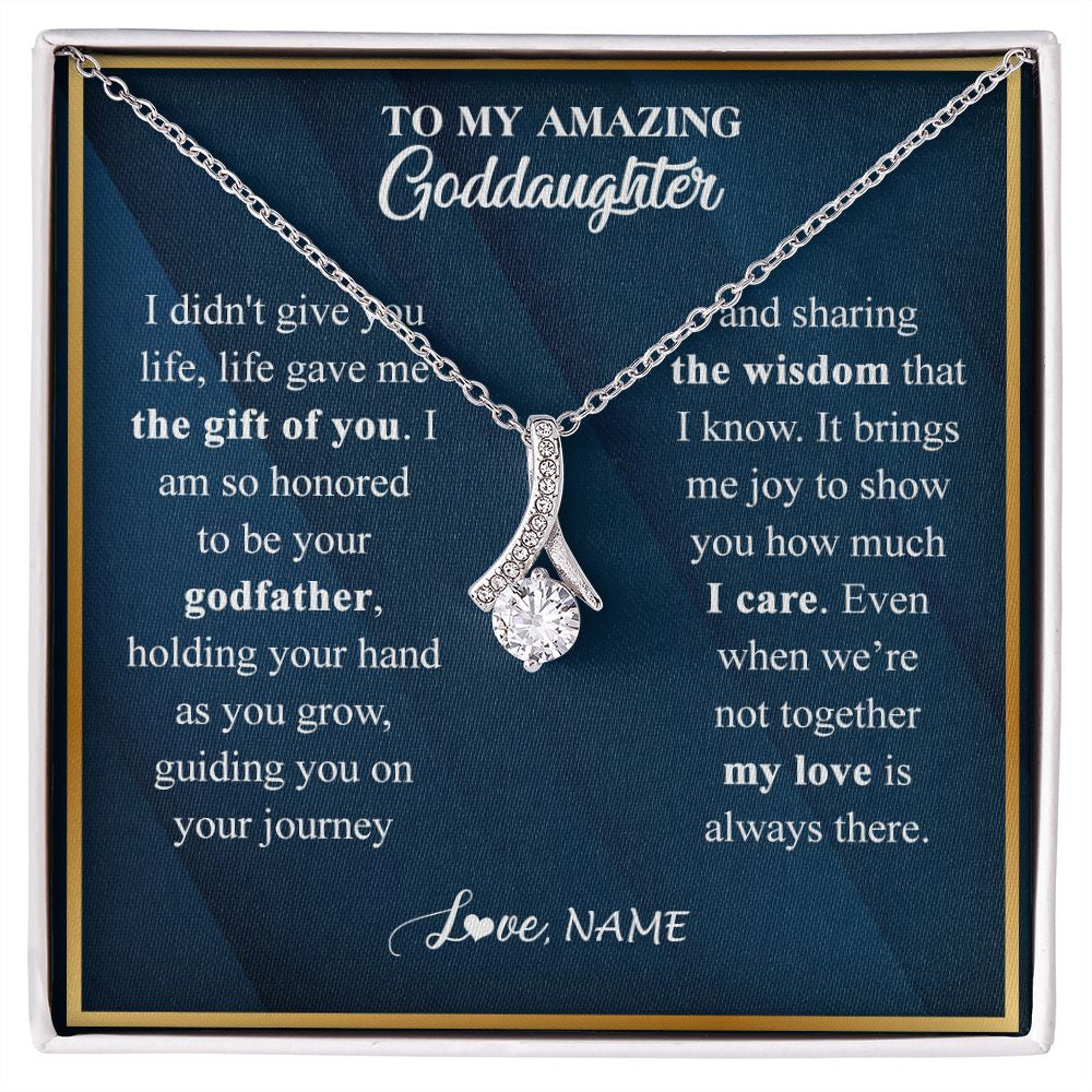 Alluring Beauty Necklace | Personalized To My Goddaughter Necklace from Godfather Life Gave Me The Gift Of You Goddaughter Birthday Graduation Christmas Customized Gift Box Message Card | teecentury