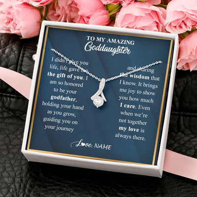 Alluring Beauty Necklace | Personalized To My Goddaughter Necklace from Godfather Life Gave Me The Gift Of You Goddaughter Birthday Graduation Christmas Customized Gift Box Message Card | teecentury