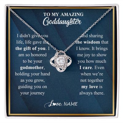 Love Knot Necklace | Personalized To My Goddaughter Necklace from Godmother Life Gave Me The Gift Of You Goddaughter Birthday Graduation Christmas Customized Gift Box Message Card | teecentury
