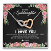 Interlocking Hearts Necklace | Personalized To My Goddaughter Necklace from Godmother Never Forget I Love You Floral Jewelry for Goddaughter Birthday Graduation Christmas Customized Message Card | teecentury