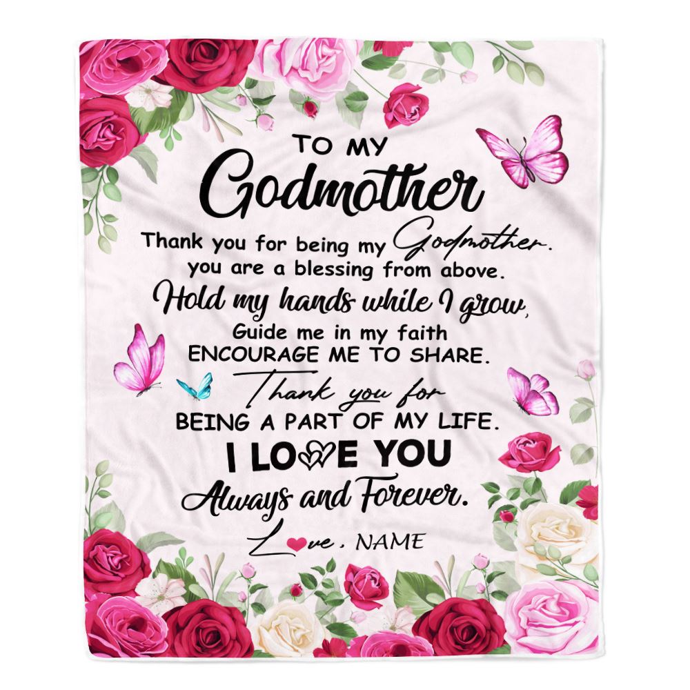 Personalized To My Godmother Blanket From Goddaughter Godson Thank You For Being My Godmother Mothers Day Birthday Christmas Customized Fleece Throw Blanket | teecentury