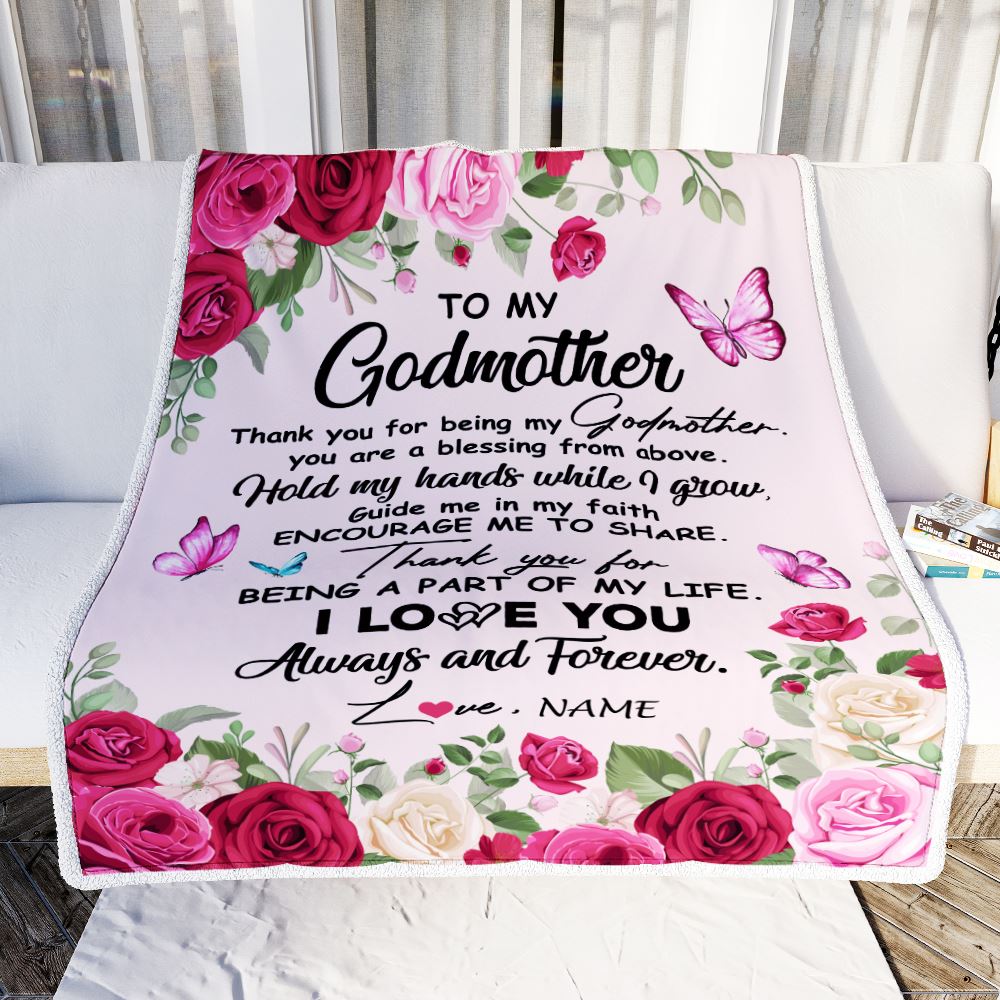 Personalized To My Godmother Blanket From Goddaughter Godson Thank You For Being My Godmother Mothers Day Birthday Christmas Customized Fleece Throw Blanket | teecentury