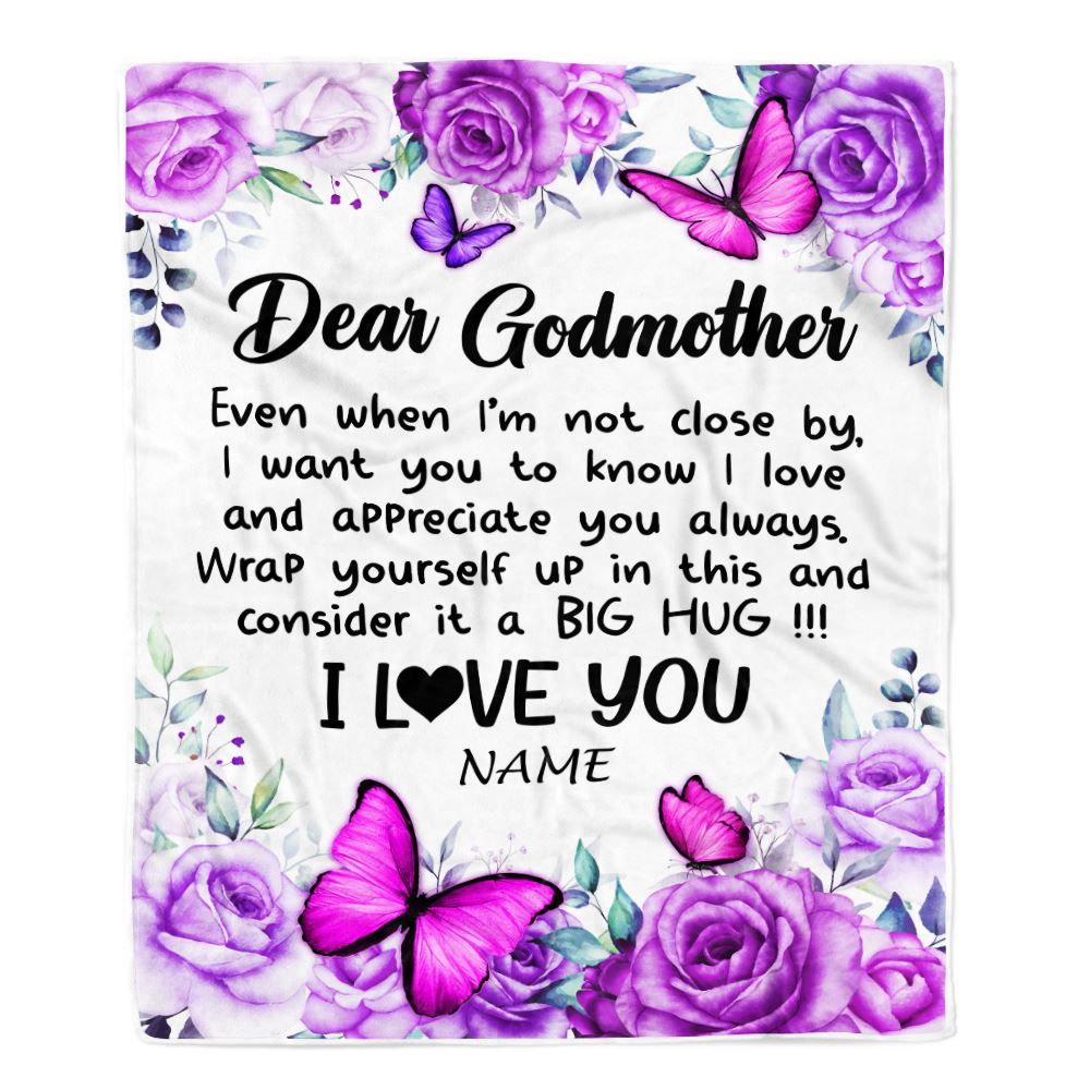 Personalized To My Godmother Blanket From Goddaughter Niece Butterfly Love And Appreciate Godmother Birthday Mothers Day Christmas Customized Fleece Blanket | teecentury