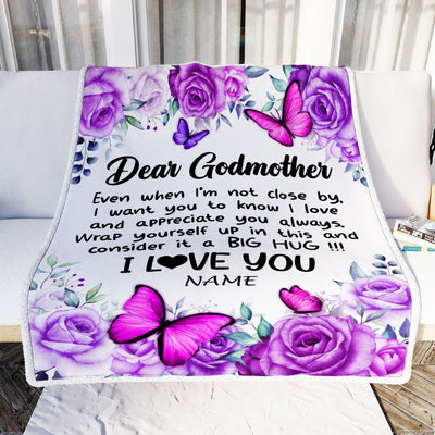 Personalized To My Godmother Blanket From Goddaughter Niece Butterfly Love And Appreciate Godmother Birthday Mothers Day Christmas Customized Fleece Blanket | teecentury