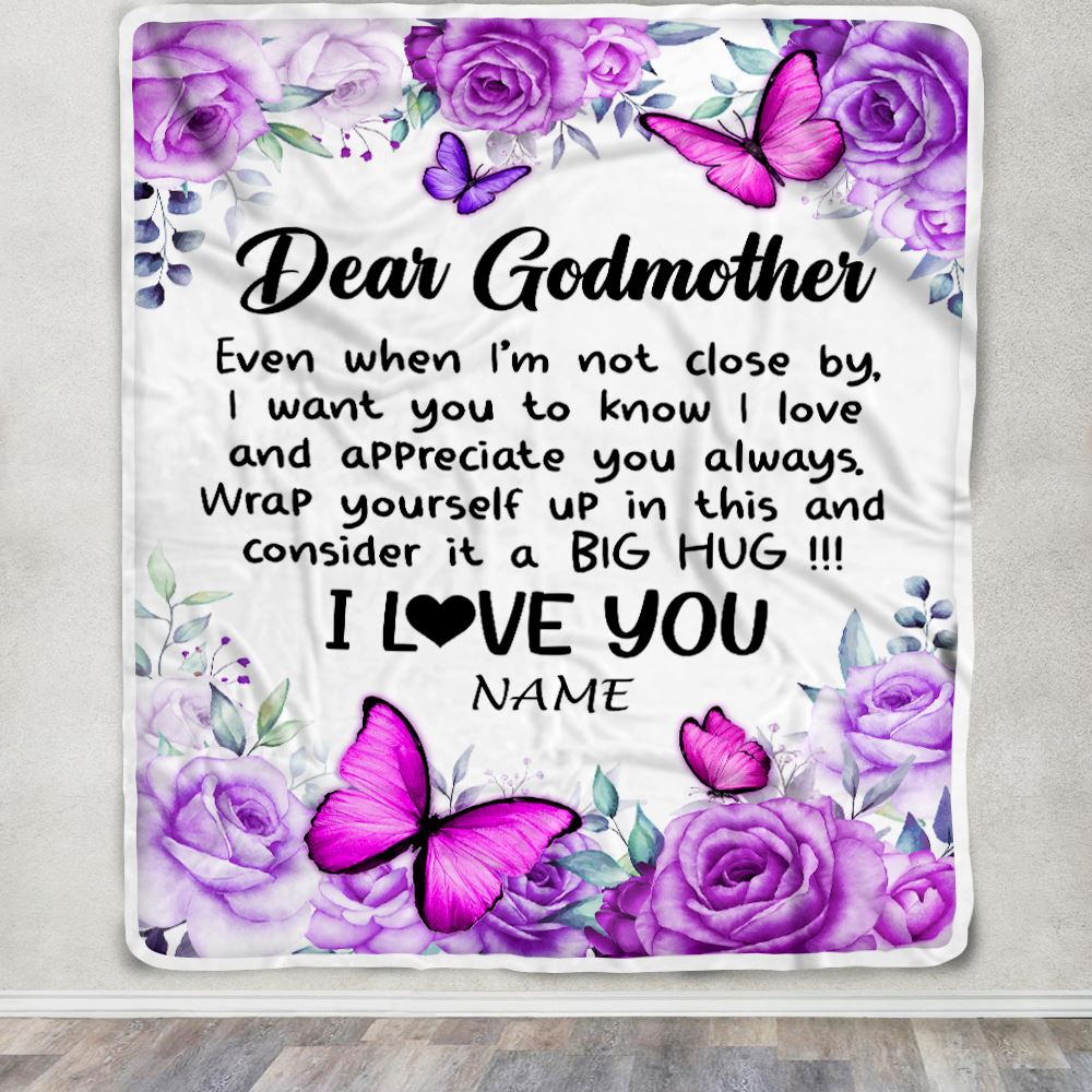 Personalized To My Godmother Blanket From Goddaughter Niece Butterfly Love And Appreciate Godmother Birthday Mothers Day Christmas Customized Fleece Blanket | teecentury