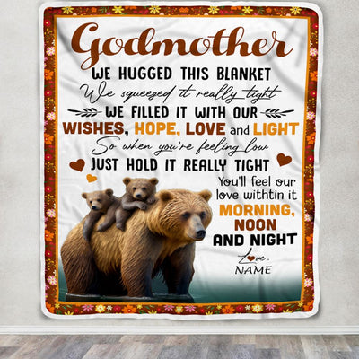 Personalized To My Godmother Blanket From Goddaughter Niece Nephew Bear I Love You Godmother Birthday Mothers Day Christmas Customized Fleece Throw Blanket | teecentury
