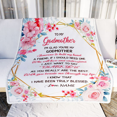 Personalized To My Godmother Blanket from Goddaughter Floral I'm Glad You're My Godmother Birthday Mothers Day Christmas Customized Bed Fleece Throw Blanket | teecentury
