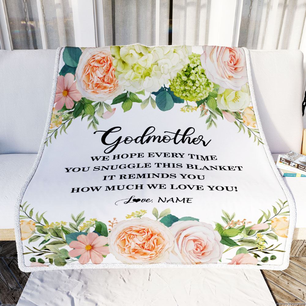 Personalized To My Godmother Blanket from Goddaughter How Much We Love You Flower Godmother Birthday Mothers Day Christmas Customized Fleece Blanket | teecentury