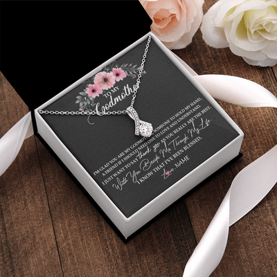 Alluring Beauty Necklace | Personalized To My Godmother Necklace from Goddaughter Im Glad You Are My Godmother Birthday Mothers Day Thanksgiving Christmas Customized Gift Message Card | teecentury
