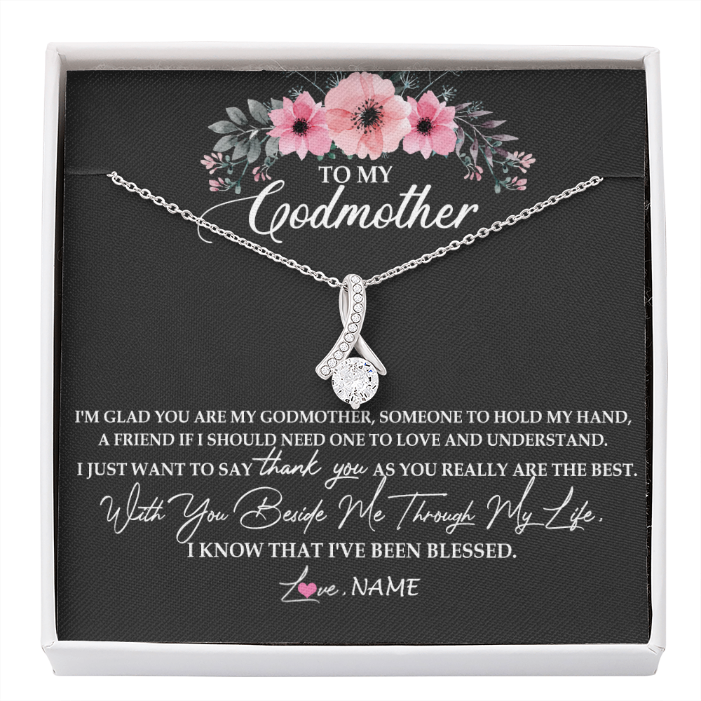 Alluring Beauty Necklace | Personalized To My Godmother Necklace from Goddaughter Im Glad You Are My Godmother Birthday Mothers Day Thanksgiving Christmas Customized Gift Message Card | teecentury
