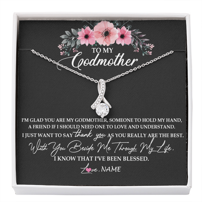 Alluring Beauty Necklace | Personalized To My Godmother Necklace from Goddaughter Im Glad You Are My Godmother Birthday Mothers Day Thanksgiving Christmas Customized Gift Message Card | teecentury