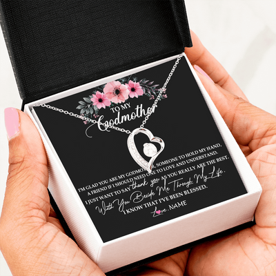 Forever Love Necklace | Personalized To My Godmother Necklace from Goddaughter Im Glad You Are My Godmother Birthday Mothers Day Thanksgiving Christmas Customized Gift Message Card | teecentury