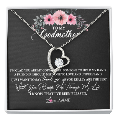 Forever Love Necklace | Personalized To My Godmother Necklace from Goddaughter Im Glad You Are My Godmother Birthday Mothers Day Thanksgiving Christmas Customized Gift Message Card | teecentury