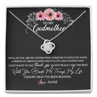 Love Knot Necklace | Personalized To My Godmother Necklace from Goddaughter Im Glad You Are My Godmother Birthday Mothers Day Thanksgiving Christmas Customized Gift Message Card | teecentury