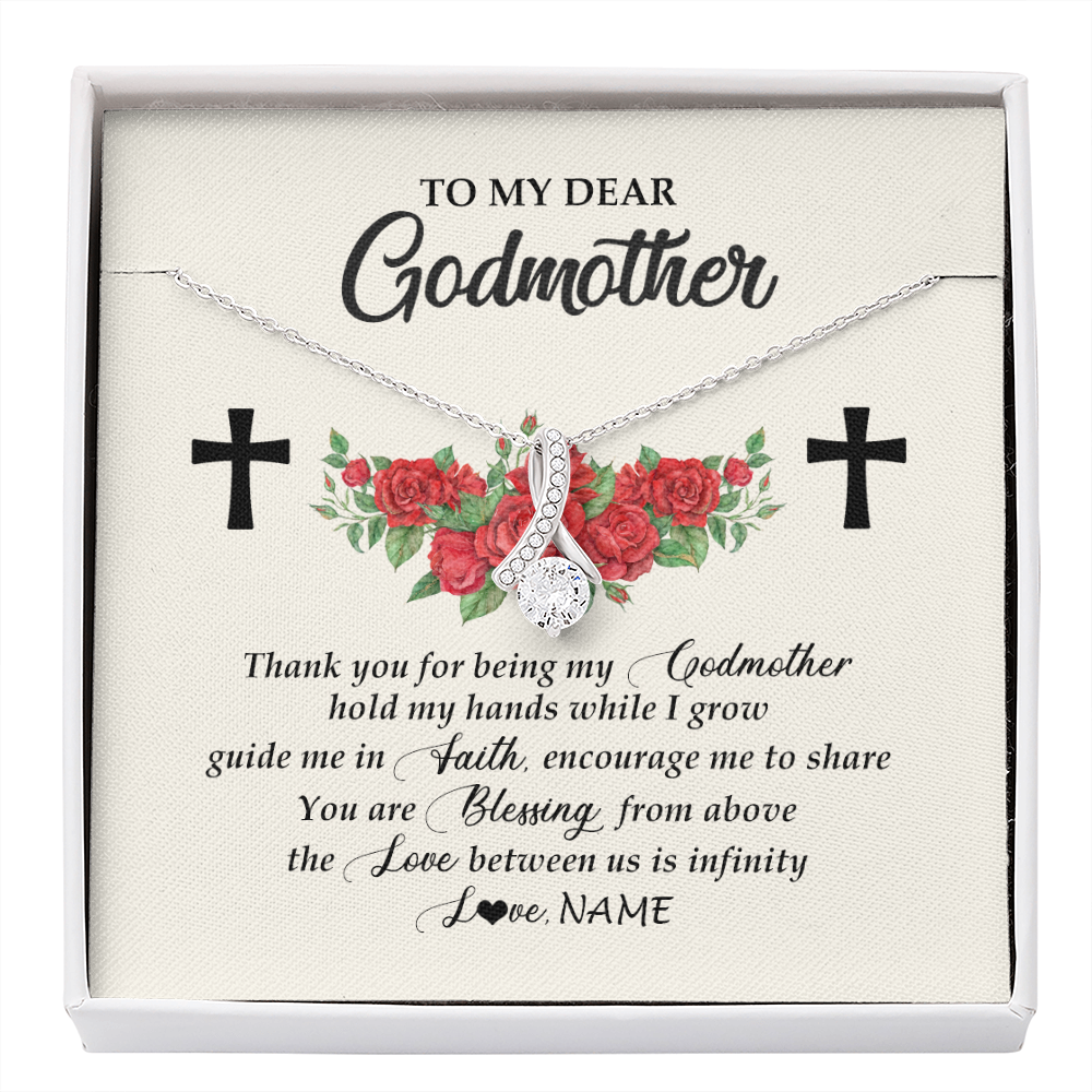 Alluring Beauty Necklace | Personalized To My Godmother Necklace from Goddaughter Thank you For Begin My Goddaughter Birthday Mothers Day Thanksgiving Christmas Customized Message Card | teecentury