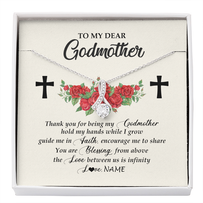 Alluring Beauty Necklace | Personalized To My Godmother Necklace from Goddaughter Thank you For Begin My Goddaughter Birthday Mothers Day Thanksgiving Christmas Customized Message Card | teecentury