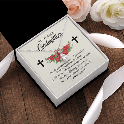 Alluring Beauty Necklace | Personalized To My Godmother Necklace from Goddaughter Thank you For Begin My Goddaughter Birthday Mothers Day Thanksgiving Christmas Customized Message Card | teecentury