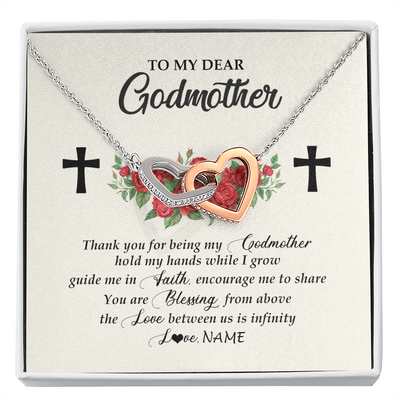 Interlocking Hearts Necklace | Personalized To My Godmother Necklace from Goddaughter Thank you For Begin My Goddaughter Birthday Mothers Day Thanksgiving Christmas Customized Message Card | teecentury