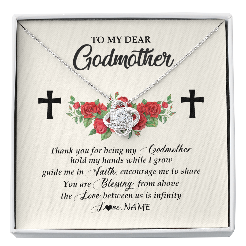 Love Knot Necklace | Personalized To My Godmother Necklace from Goddaughter Thank you For Begin My Goddaughter Birthday Mothers Day Thanksgiving Christmas Customized Message Card | teecentury