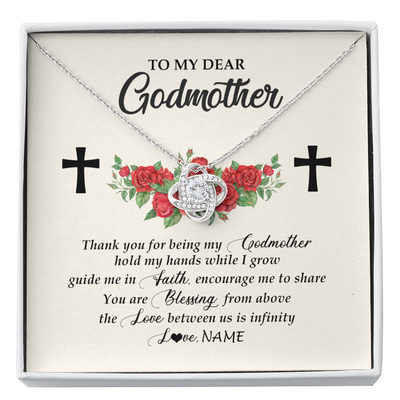 Love Knot Necklace | Personalized To My Godmother Necklace from Goddaughter Thank you For Begin My Goddaughter Birthday Mothers Day Thanksgiving Christmas Customized Message Card | teecentury