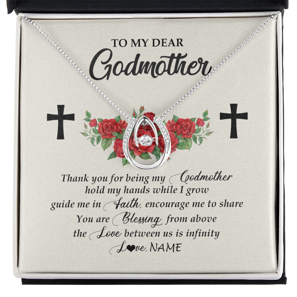 Lucky In Love Necklace | Personalized To My Godmother Necklace from Goddaughter Thank you For Begin My Goddaughter Birthday Mothers Day Thanksgiving Christmas Customized Message Card | teecentury