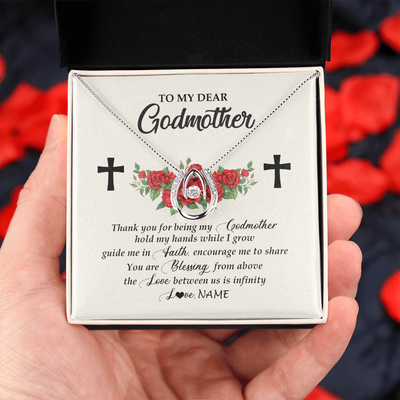 Lucky In Love Necklace | Personalized To My Godmother Necklace from Goddaughter Thank you For Begin My Goddaughter Birthday Mothers Day Thanksgiving Christmas Customized Message Card | teecentury