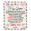 Personalized To My Godson Blanket From Godmother Air Mail Letter Confidently I Love You Godchild Birthday Graduation Christmas Customized Bed Fleece Blanket | teecentury
