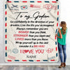 Personalized To My Godson Blanket From Godmother Air Mail Letter Confidently I Love You Godchild Birthday Graduation Christmas Customized Bed Fleece Blanket | teecentury