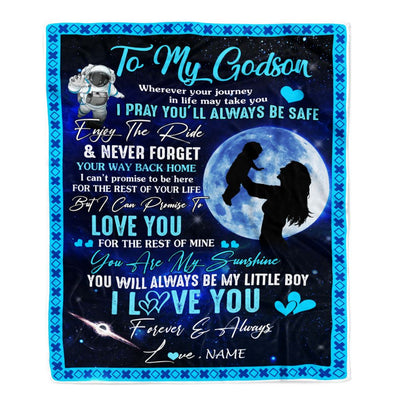 Personalized To My Godson Blanket From Godmother Aunt Wherever Your Journey My Little Boy Godchild Birthday Graduation Christmas Customized Fleece Blanket | teecentury