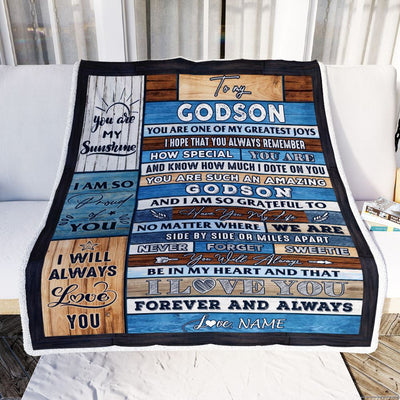 Personalized To My Godson Blanket From Godmother Godfather My Greatest Joys Godson Birthday Graduation Christmas Customized Bed Fleece Throw Blanket | teecentury