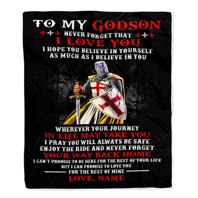 Personalized To My Godson Knight Templar Blanket From Uncle Never Forget That I Love You Godchild Birthday Christmas Customized Bed Fleece Blanket | teecentury