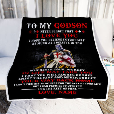 Personalized To My Godson Knight Templar Blanket From Uncle Never Forget That I Love You Godchild Birthday Christmas Customized Bed Fleece Blanket | teecentury