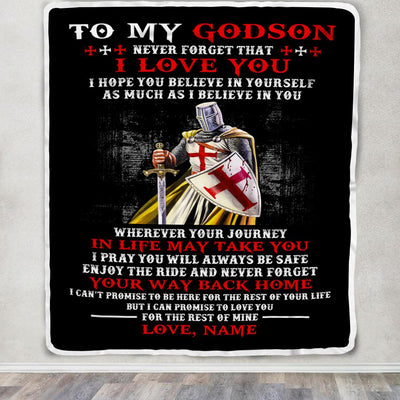 Personalized To My Godson Knight Templar Blanket From Uncle Never Forget That I Love You Godchild Birthday Christmas Customized Bed Fleece Blanket | teecentury