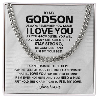 Cuban Link Chain Necklace | Personalized To My Godson Necklace From Godmother Uncle Aunt Always Remember I Love You Godson Birthday Christmas Customized Gift Box Message Card | teecentury